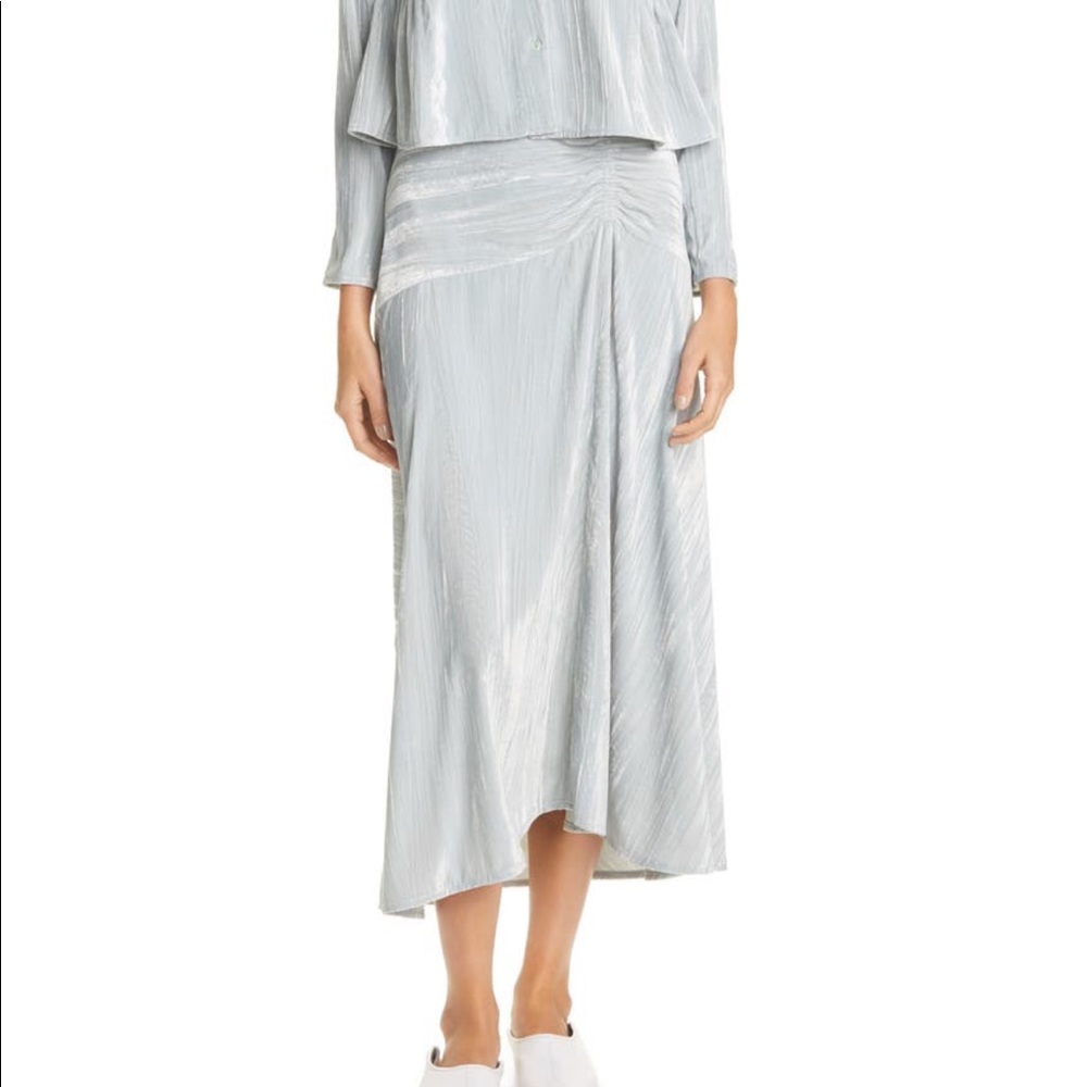 Vince Silver Metallic Midi Skirt